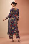 Neha Khullar_Blue Viscose Cotton Silk Digital Print Floral Straight Kurta Pant Set  _Online_at_Aza_Fashions