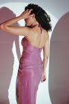 Shop_Amrta By Guneet Kondal_Purple Polyester, Lurex, Viscose Beads Halter Neck Draped Maxi Dress _Online_at_Aza_Fashions