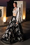 Buy_Ritika Mirchandani_Black Crepe Embroidery Crystal Blazer Noor Floral Lehenga Set With  _Online_at_Aza_Fashions