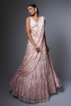Buy_Ritika Mirchandani_Pink Crepe Embroidery Crystal V Setareh Lehenga Saree With Blouse _at_Aza_Fashions