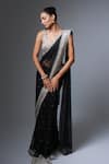 Buy_Ritika Mirchandani_Black Crepe Embroidered Crystal Bugle Beads Fariba Saree And Blouse Set  _at_Aza_Fashions