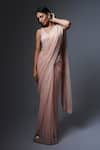 Ritika Mirchandani_Pink Crepe Embroidered Crystal Bugle Beads Sepideh Saree And Blouse Set  _Online_at_Aza_Fashions