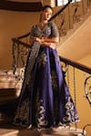 Buy_JAYANTI REDDY_Purple Raw Silk Embroidered Zardozi V-neck Bridal Lehenga Set _at_Aza_Fashions