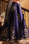 JAYANTI REDDY_Purple Raw Silk Embroidered Zardozi V-neck Bridal Lehenga Set _Online_at_Aza_Fashions