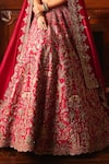 JAYANTI REDDY_Pink Raw Silk Embroidered Zardozi Floral Garden Bridal Lehenga Set _Online_at_Aza_Fashions