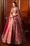 Buy_JAYANTI REDDY_Pink Raw Silk Embroidered Zardozi Floral Garden Bridal Lehenga Set _Online_at_Aza_Fashions