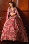 JAYANTI REDDY_Pink Raw Silk Embroidered Zardozi Floral Garden Bridal Lehenga Set  _at_Aza_Fashions