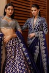 JAYANTI REDDY_Purple Dupion Silk Embroidered Zardozi Floral Saree With Jacket Blouse  _Online_at_Aza_Fashions