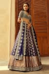 Shop_JAYANTI REDDY_Purple Banaras Silk Embroidered Zardozi Floral Bridal Lehenga Set _at_Aza_Fashions
