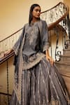 Buy_JAYANTI REDDY_Grey Silk Embroidered Zardozi Cape Open Sharara Set  