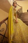 Shop_JAYANTI REDDY_Yellow Raw Silk Embroidered Zardozi Round Foliage Bridal Lehenga Set For Women_at_Aza_Fashions