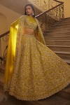 Shop_JAYANTI REDDY_Yellow Raw Silk Embroidered Zardozi Round Foliage Bridal Lehenga Set For Women_Online_at_Aza_Fashions
