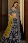 JAYANTI REDDY_Purple Raw Silk Embroidered Zardozi Floral Bridal Lehenga Set  _Online_at_Aza_Fashions