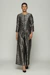 Buy_Abraham & Thakore_Black Brocade Lattice And Checkered Pattern Palazzo  _at_Aza_Fashions