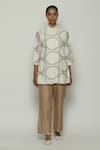 Buy_Abraham And Thakore_Ivory Chanderi Embroidery Collared Shirt _at_Aza_Fashions