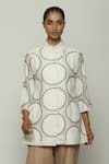 Abraham And Thakore_Ivory Chanderi Embroidery Collared Shirt _Online_at_Aza_Fashions