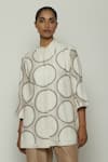 Buy_Abraham And Thakore_Ivory Chanderi Embroidery Collared Shirt _Online_at_Aza_Fashions