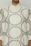 Abraham And Thakore_Ivory Chanderi Embroidery Collared Shirt _at_Aza_Fashions