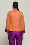 Shop_Abraham & Thakore_Orange Silk Embroidered Thread High Collar Shirt  _at_Aza_Fashions