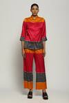 Buy_Abraham & Thakore_Fuchsia Silk Printed Ikat Collar Shirt _at_Aza_Fashions