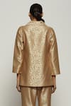 Shop_Abraham & Thakore_Gold Brocade Woven Circular Pattern Shawl Collar Jacket  _at_Aza_Fashions