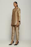 Buy_Abraham & Thakore_Gold Brocade Woven Circular Pattern Shawl Collar Jacket  _Online_at_Aza_Fashions