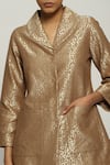 Abraham & Thakore_Gold Brocade Woven Circular Pattern Shawl Collar Jacket  _at_Aza_Fashions