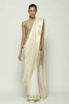 Buy_Abraham & Thakore_Ivory Silk Woven Circular Pattern Saree _at_Aza_Fashions