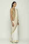 Abraham & Thakore_Ivory Silk Woven Circular Pattern Saree _Online_at_Aza_Fashions