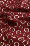 Abraham And Thakore_Wine Silk Sequins, Beads Shawl Neck Circle Print Jacket_at_Aza_Fashions