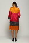 Shop_Abraham And Thakore_Multi Color Silk V-neck Ikat Pattern Kimono Jacket _at_Aza_Fashions