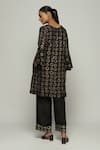 Shop_Abraham & Thakore_Black Silk Printed Circle U Neck Kurta  _at_Aza_Fashions