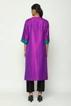 Shop_Abraham & Thakore_Purple Silk Embroidered Stitchline Thread Round Shot Work Kurta  _at_Aza_Fashions