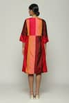 Shop_Abraham & Thakore_Orange Silk Plain V Neck Patchwork Kurta  _at_Aza_Fashions