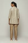 Shop_Abraham & Thakore_Grey Silk Printed Circle Spread Collar Shirt  _at_Aza_Fashions