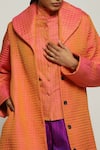 Shop_Abraham & Thakore_Orange Silk Plain Shawl Collar Quilted Jacket  _Online_at_Aza_Fashions