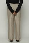 Shop_Abraham & Thakore_Grey Silk Plain Trouser  _Online_at_Aza_Fashions