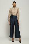 Buy_Abraham And Thakore_Blue Silk Straight Fit Pant _at_Aza_Fashions