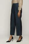 Buy_Abraham And Thakore_Blue Silk Straight Fit Pant _Online_at_Aza_Fashions