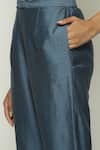 Shop_Abraham And Thakore_Blue Chanderi Plain Tapered Pant_Online_at_Aza_Fashions
