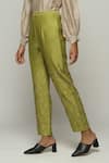 Abraham And Thakore_Green Chanderi Embroidery Pant _Online_at_Aza_Fashions