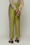 Shop_Abraham And Thakore_Green Chanderi Embroidery Pant _Online_at_Aza_Fashions