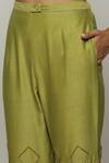 Abraham And Thakore_Green Chanderi Embroidery Pant _at_Aza_Fashions