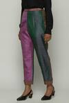 Abraham And Thakore Purple Silk Color Block Pant Online at Aza Fashions Abraham And Thakore_Purple Silk Color Block Pant_Online_at_Aza_Fashions