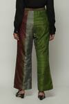 Buy_Abraham And Thakore_Wine Silk Color Block Pant _Online_at_Aza_Fashions