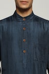 Shop_Abraham & Thakore_Blue Silk Embroidered Running Stitch Tonal Trupanto Kurta  _Online_at_Aza_Fashions