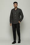 Buy_Abraham & Thakore_Black Poplin Button Down Full Sleeve Shirt  _at_Aza_Fashions