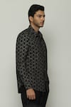 Abraham & Thakore_Black Poplin Button Down Full Sleeve Shirt  _Online_at_Aza_Fashions