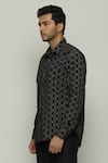 Abraham & Thakore_Black Poplin Button Down Full Sleeve Shirt  _at_Aza_Fashions