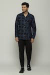 Buy_Abraham & Thakore_Black Poplin Shoes Pattern Button Down Shirt  _at_Aza_Fashions